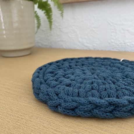 Häkel-Untersetzer • türkis blau • rund Deko Boho