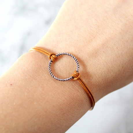 Silver Circle • Armband Leder | Wunschfarbe | Armschmuck