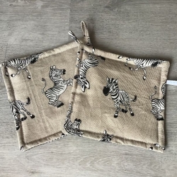 Topflappen Set XL - doppellagig Einzigartig - Zebra