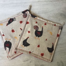 Topflappen Set XL - doppellagig Einzigartig - Hahn