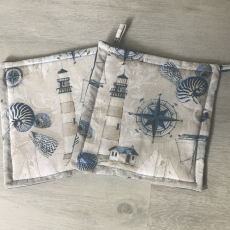 Topflappen Set XL - doppellagig Einzigartig - Leuchtturm groß