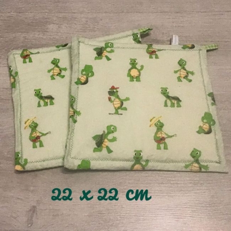 Topflappen Set XL doppellagig Geschenk Einzigartig - Schildkröten