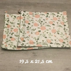 Topflappen Set XL doppellagig Geschenk Einzigartig -Rosen apricot
