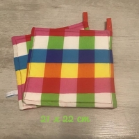 Topflappen Set XL doppellagig Geschenk Einzigartig - bunt kariert