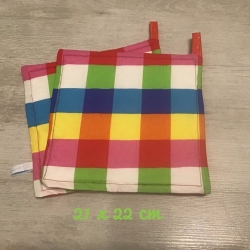 Topflappen Set XL doppellagig Geschenk Einzigartig - bunt kariert