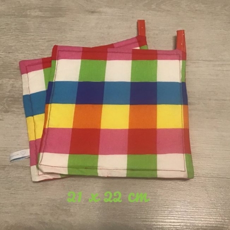 Topflappen Set XL doppellagig Geschenk Einzigartig - bunt kariert