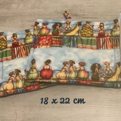 Topflappen Set XL doppellagig Geschenk Einzigartig - Fruit Ladys