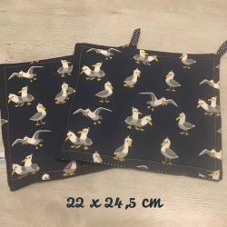 Topflappen Set XL doppellagig Geschenk Einzigartig -lustige Möwen