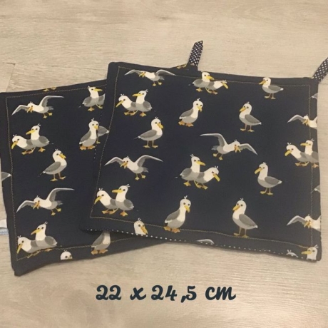 Topflappen Set XL doppellagig Geschenk Einzigartig -lustige Möwen