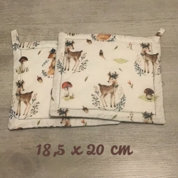 Topflappen Set XL doppellagig Geschenk Einzigartig - Rehkitz