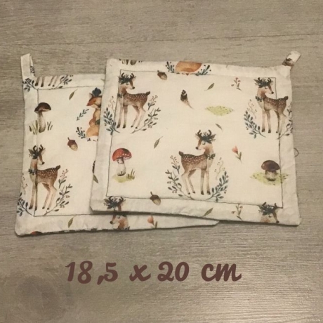 Topflappen Set XL doppellagig Geschenk Einzigartig - Rehkitz