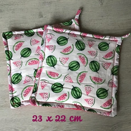 Topflappen Set XL doppellagig Geschenk Einzigartig - Melonen
