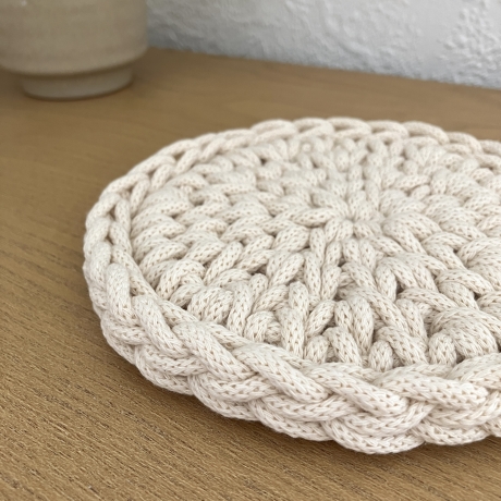 Häkel-Untersetzer • creme • rund klein Deko Boho