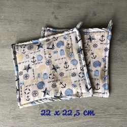 Topflappen Set XL doppellagig Geschenk Einzigartig - maritim
