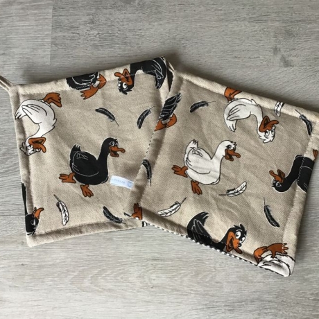 Topflappen Set XL - doppellagig Einzigartig - Enten groß