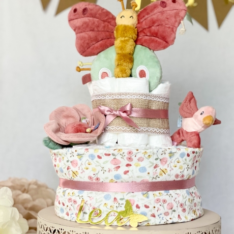 Windeltorte Schmetterling mit little dutch Produkten zur Geburt