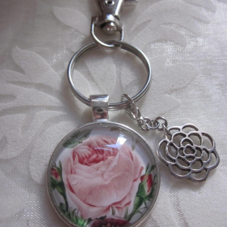 Cabochon Schlüsselanhänger Rose Blume Rosalie