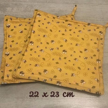 Topflappen Set XL doppellagig Geschenk Einzigartig - Bienen