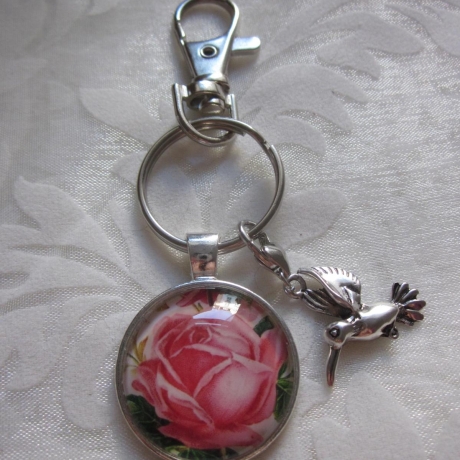 Schlüsselanhänger Rose Kiwi Vogel Charm Jardin