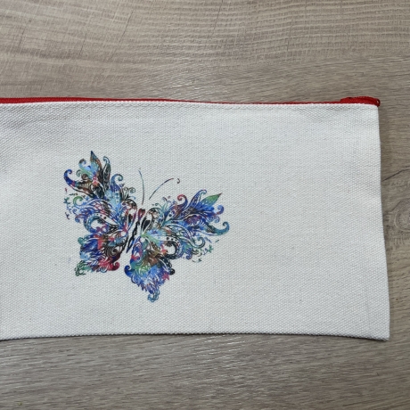 Schminktäschchen - blau bunter Schmetterling 