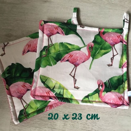 Topflappen Set XL - doppellagig Einzigartig - Flamingo
