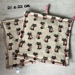 Topflappen Set XL - doppellagig Einzigartig - Katzen mit rot