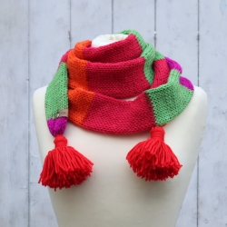 Schal Wickelschal Strickmode schmal lang bunt unisex modern