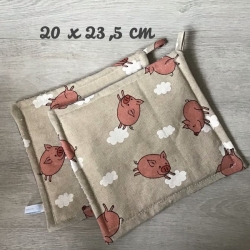 Topflappen Set XL - doppellagig Einzigartig - Schweine