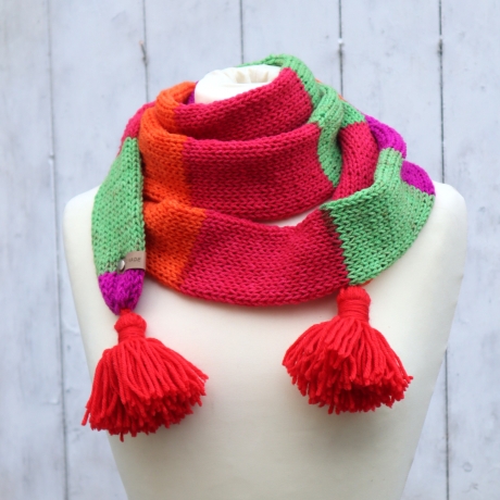 Schal Wickelschal Strickmode schmal lang bunt unisex modern