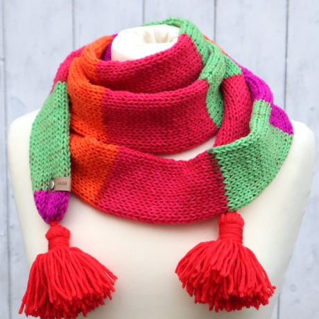 Schal Wickelschal Strickmode schmal lang bunt unisex modern