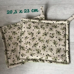 Topflappen Set XL - doppellagig Einzigartig - Oliven klein