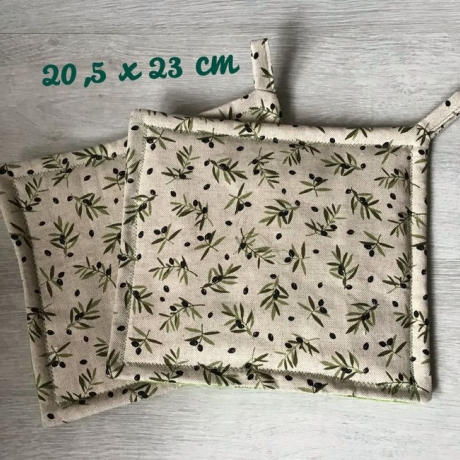 Topflappen Set XL - doppellagig Einzigartig - Oliven klein