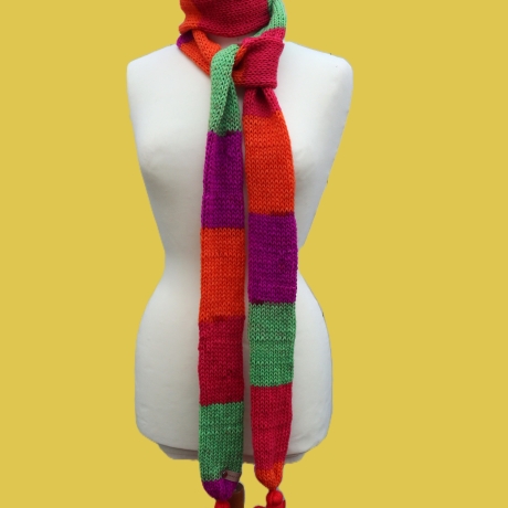 Schal Wickelschal Strickmode schmal lang bunt unisex modern