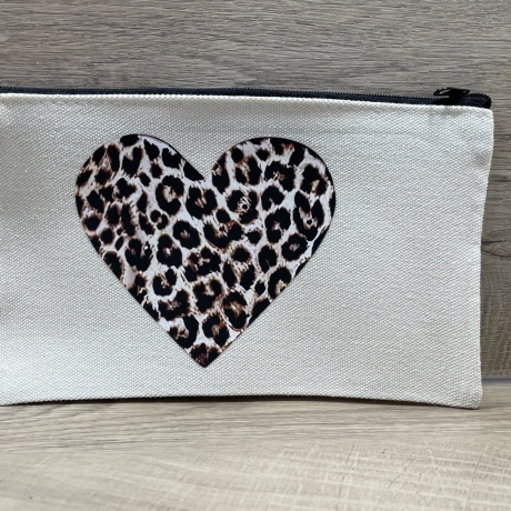 Schminktäschchen - Kosmetik - Stifte - Leopard Herz 