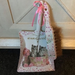 Kehrbesen Set - handmade - Einzug - Unikat -  Katzen im Korb