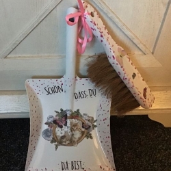 Kehrbesen Set - handmade - Einzug - Unikat - Katzen im Rahmen 