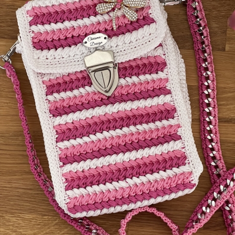 Tasche Handytasche Umhängetasche weiß rosa pink