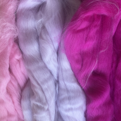 Filzwolle 185g superfeiner Merino-Kammzug Filzen 19,5mic rosa
