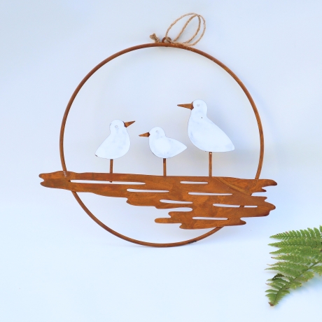 Loop Möwen maritimer Türkranz Rostoptik Hänger Fensterdeko 