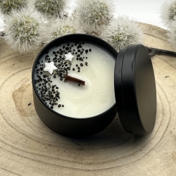 Duftkerze Zedernholz Vanille handmade mit Holzdocht