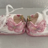 Babyschuhe Turnschuhe Sneaker gehäkelt weiß mit pink lila grün