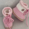 Babyschuhe Stiefel Booties rosa weiß