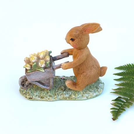 Hase mit Blumenwagen Deko Figur Floristik Aufsteller Tischdeko