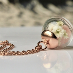 Kette Hortensien Blüten rosegold gepresste Blätter