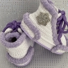 Babyschuhe Stiefel Booties lila flieder weiß