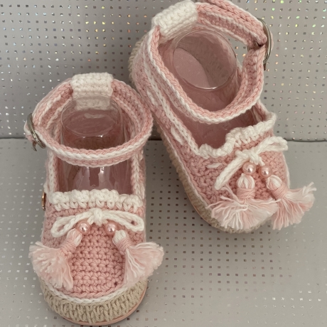 Babyschuhe Ballerina Ballerinas gehäkelt rosa