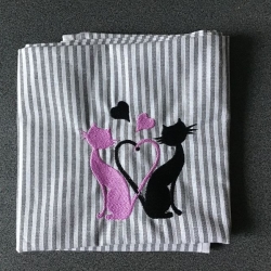 Geschirrtuch mit Spruch Geschenk Einzigartig - „Katzen in Love“