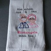 Geschirrtuch mit Spruch GeschenkSet Einzigartig - Oma und Opa