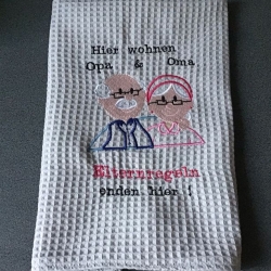 Geschirrtuch mit Spruch GeschenkSet Einzigartig - Oma und Opa