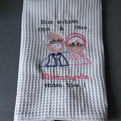 Geschirrtuch mit Spruch GeschenkSet Einzigartig - Oma und Opa